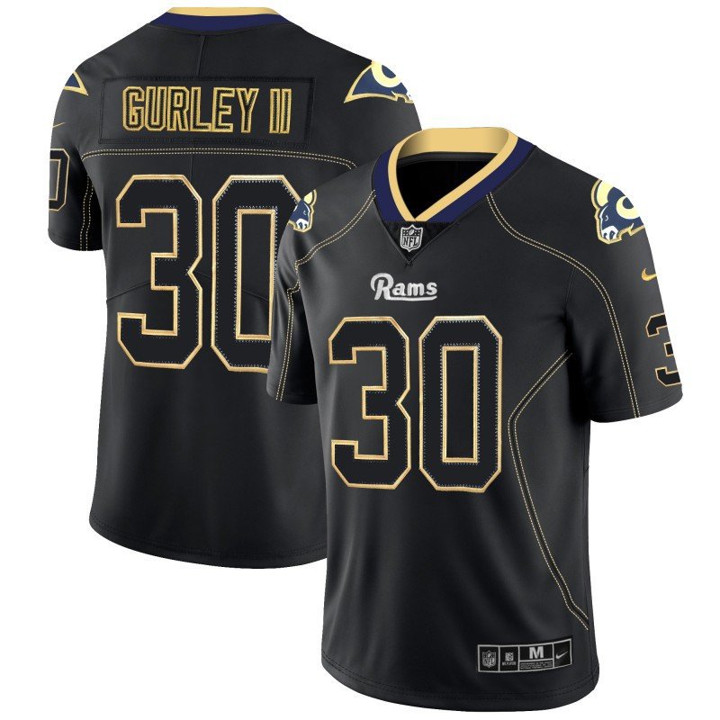 Men's Rams #30 Todd Gurley II Lights Out Black LT Stitched Jersey