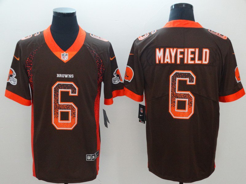 Men's Browns #6 Baker Mayfield Limited Brown Drift Fashion Stitched Jersey