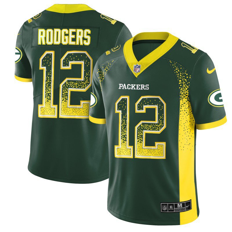 Men's Packers #12 Aaron Rodgers Limited Green Drift Fashion Stitched Jersey