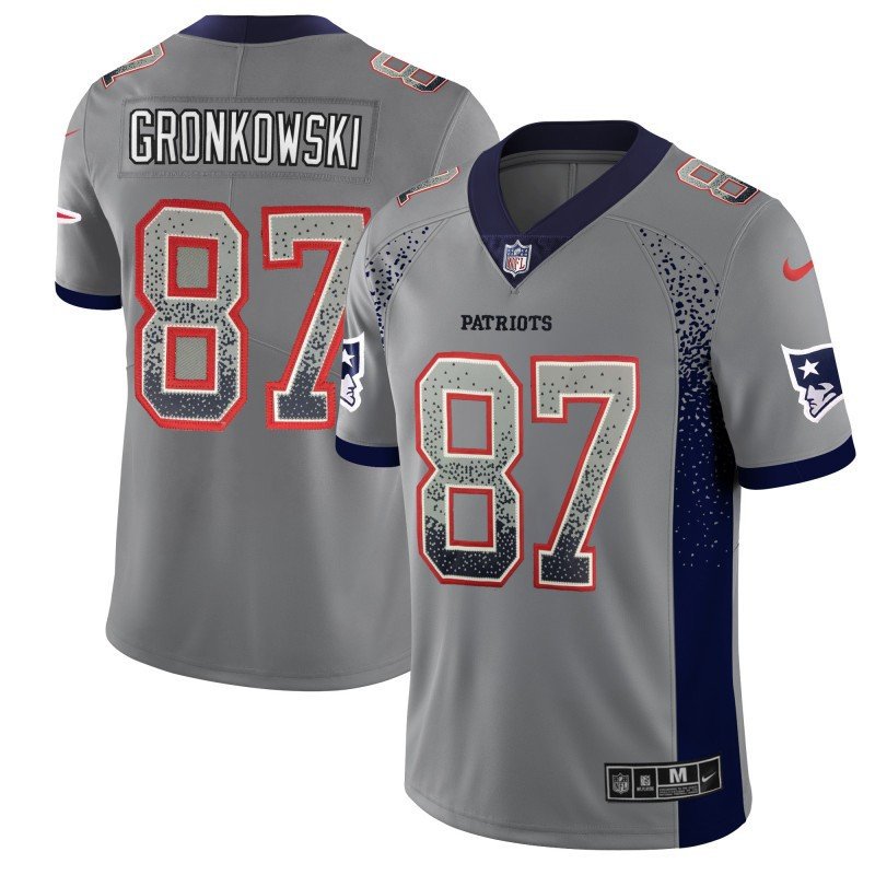 Men's Patriots 87 Rob Gronkowski Limited Gray Drift Fashion Stitched Jersey