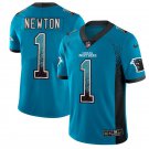 Men's Panthers #1 Cam Newton Limited Blue Drift Fashion Stitched Jersey