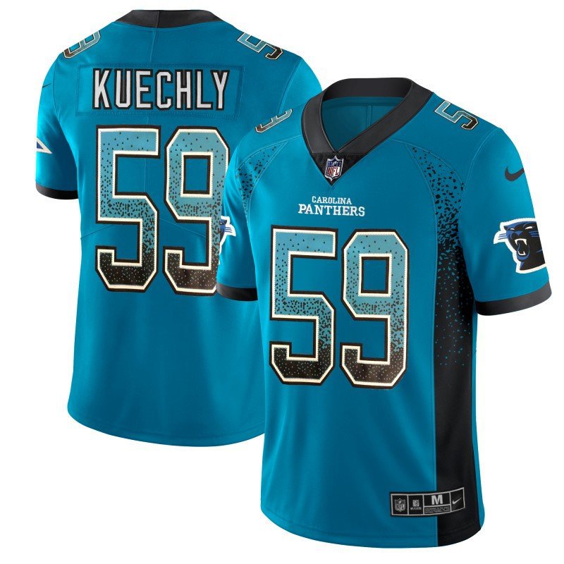Men's Panthers 59 Luke Kuechly Limited Blue Drift Fashion Stitched Jersey
