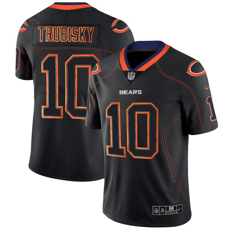 Men's Bears #10 Mitchell Trubisky Lights Out Black LT Stitched Jersey