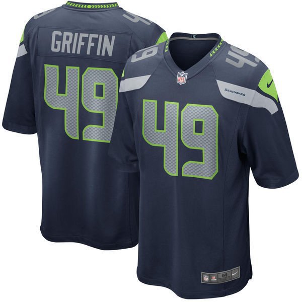 Men's Seattle Seahawks 49 Shaquem Griffin Game Blue Stitched Jersey
