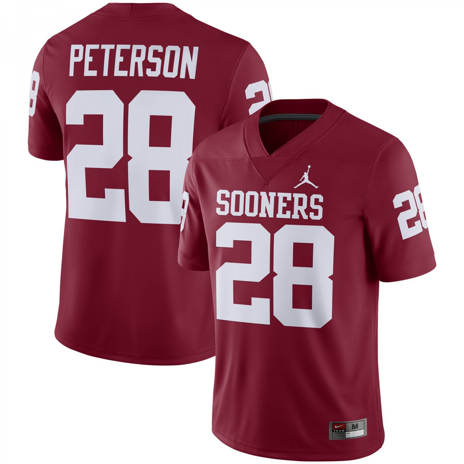 Men's Size #28 Adrian Peterson Oklahoma Sooners Alumni Player Stitched Jersey