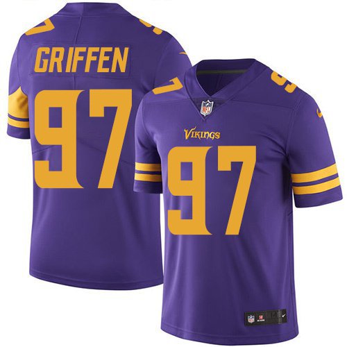 Men's Vikings #97 Everson Griffen Color Rush Football Purple Stitched Jersey