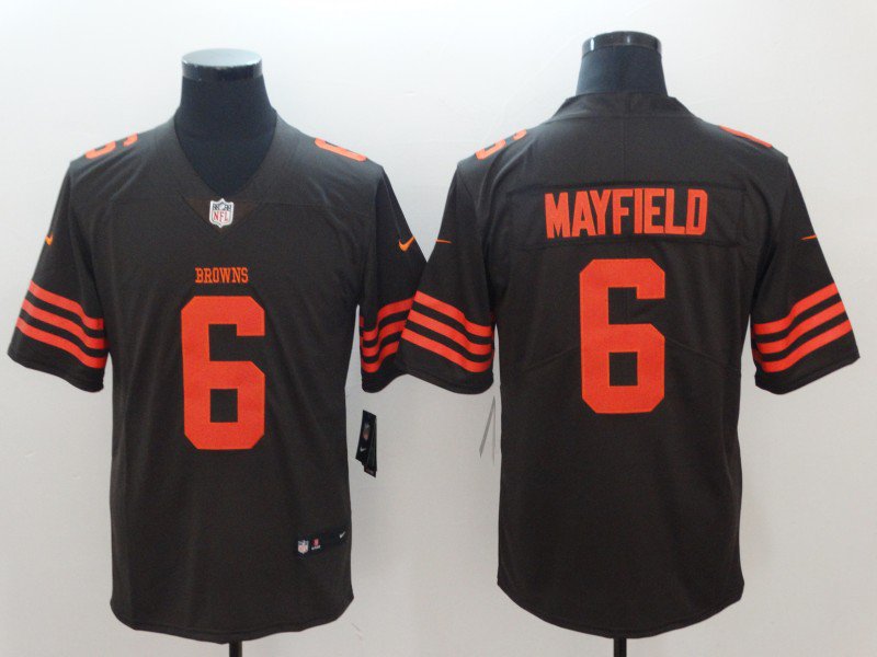 Men's Cleveland Browns 6# Baker Mayfield Brown Color Rush Stitched Jersey