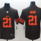 Men's Cleveland Browns 21# Denzel Ward Brown Color Rush Stitched Jersey