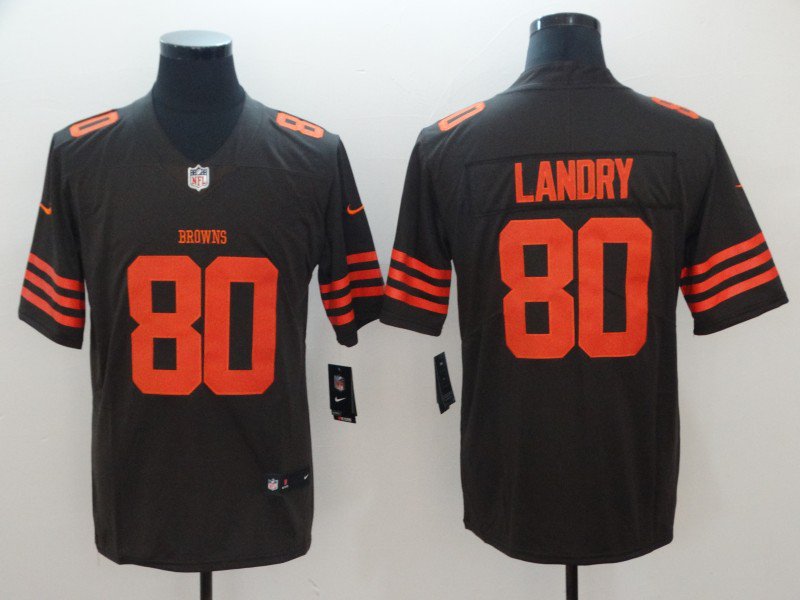 Men's Cleveland Browns #80 Jarvis Landry Brown Color Rush Stitched Jersey