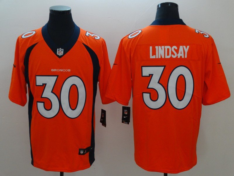 Men's Denver Broncos #30 Phillip Lindsay Limited Orange Stitched Jersey