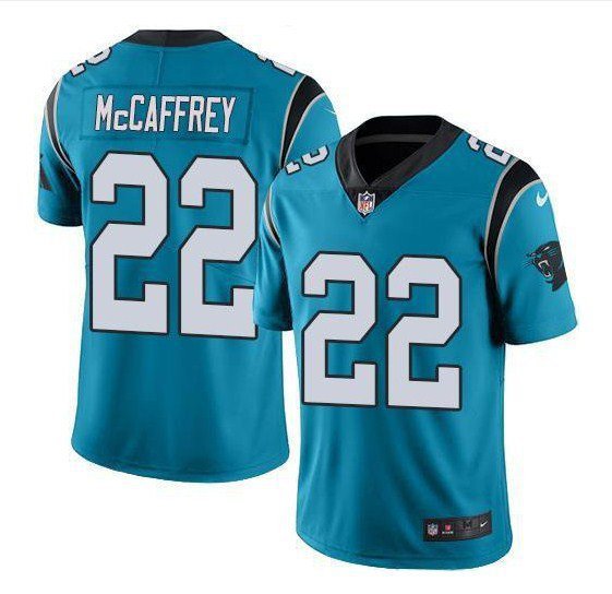 Men's Carolina Panthers 22 Christian McCaffrey Limited Blue Stitched Jersey