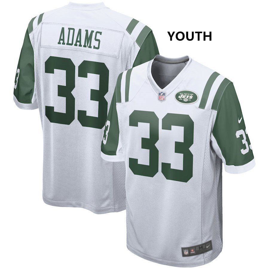 Youth York Jets 33 Jamal Adams Game White Stitched Jersey