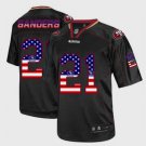 Men's 49ers #21 Deion Sanders Game Black USA Flag Stitched Jersey
