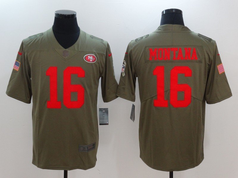 Men's San Francisco 49ers 16# Joe Montana Salute To Service Stitched Jersey