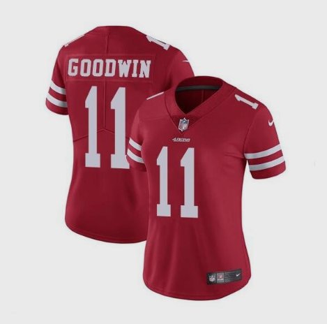 Women's 49ers 11# Marquise Goodwin Limited Red Stitched Jersey