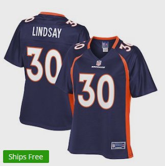 Women's Denver Broncos #30 Phillip Lindsay Navy Blue Stitched Jersey