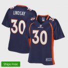 Women's Denver Broncos #30 Phillip Lindsay Navy Blue Stitched Jersey