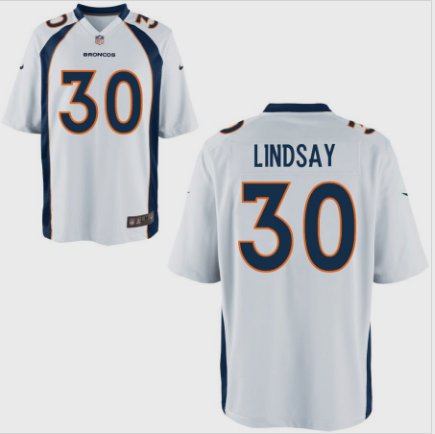 Men's Denver Broncos #30 Phillip Lindsay White Stitched Jersey