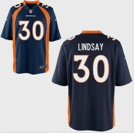 Men's Denver Broncos #30 Phillip Lindsay Navy Blue Stitched Jersey