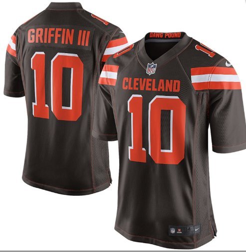 Men's Cleveland Browns 10# Robert Griffin III Game Brown Stitched Jersey