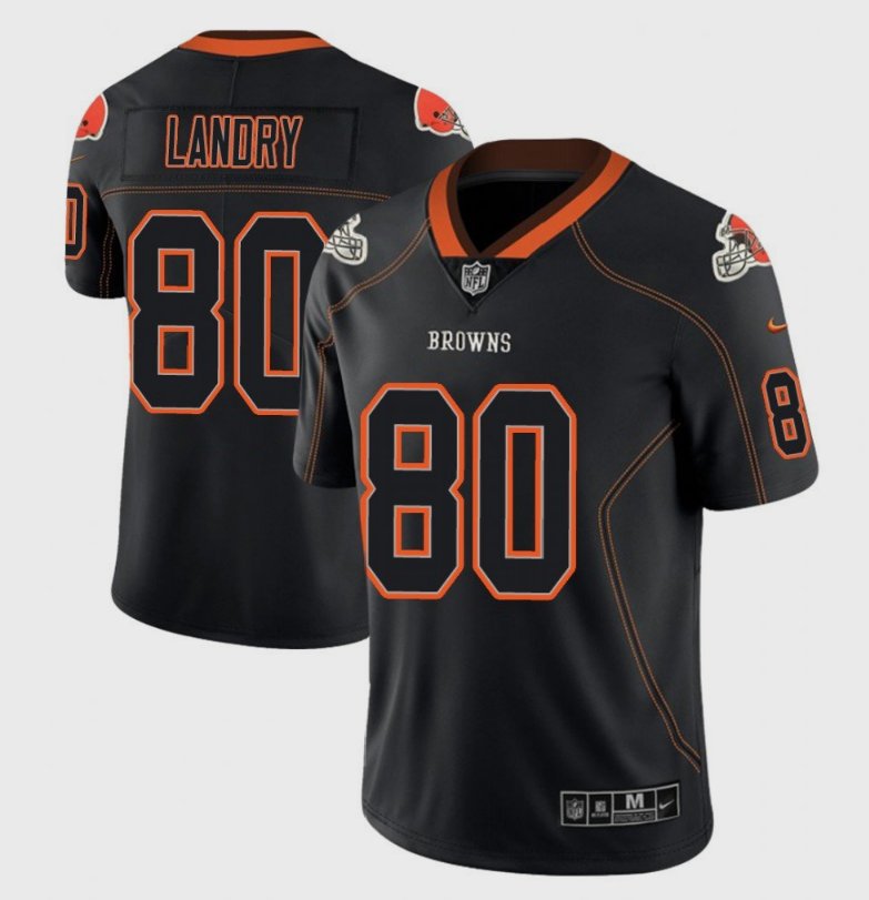 Men's Browns #80 Jarvis Landry Limited Black 2 lights out Stitched Jersey