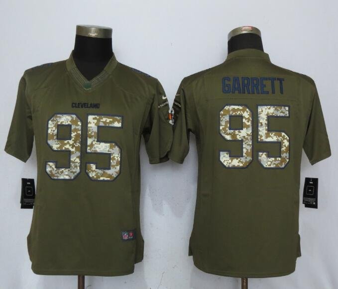 Women's Cleveland Browns 95# Myles Garrett Salute To Service Stitched Jersey