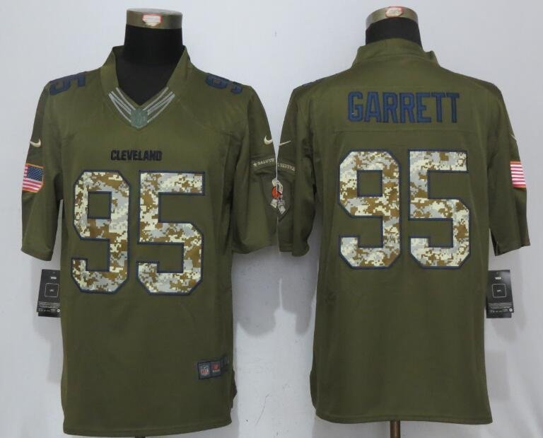 Men's Cleveland Browns 95# Myles Garrett Salute To Service Stitched Jersey