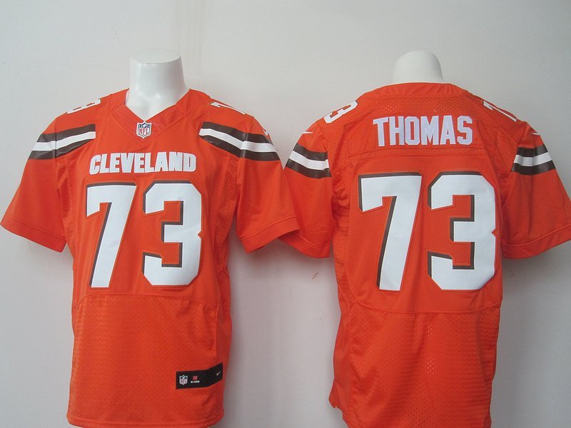 Men's Cleveland Browns 73# Joe Thomas Elite Orange Stitched Jersey