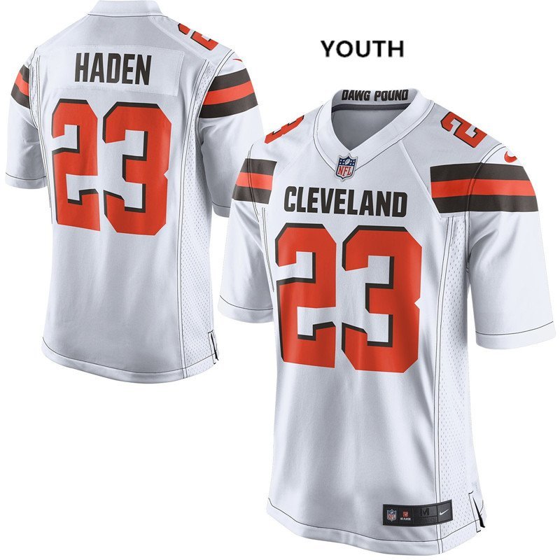 Youth Cleveland Browns 23# Joe Haden Game White Stitched Jersey