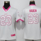 Women's Cleveland Browns #23 Joe Haden White Pink Stitched Jersey