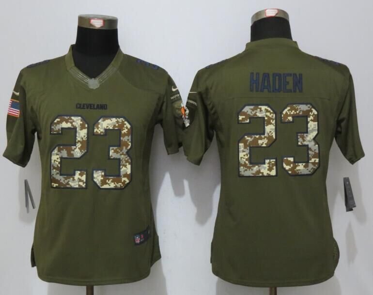 Women's Browns #23 Joe Haden Game Salute To Service Stitched Jersey