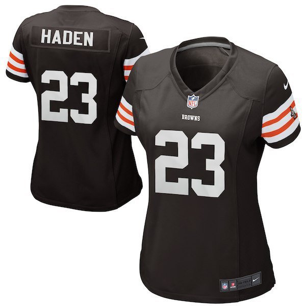 Women's Browns #23 Joe Haden Game Brown Stitched Jersey