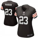 Women's Browns #23 Joe Haden Game Brown Stitched Jersey