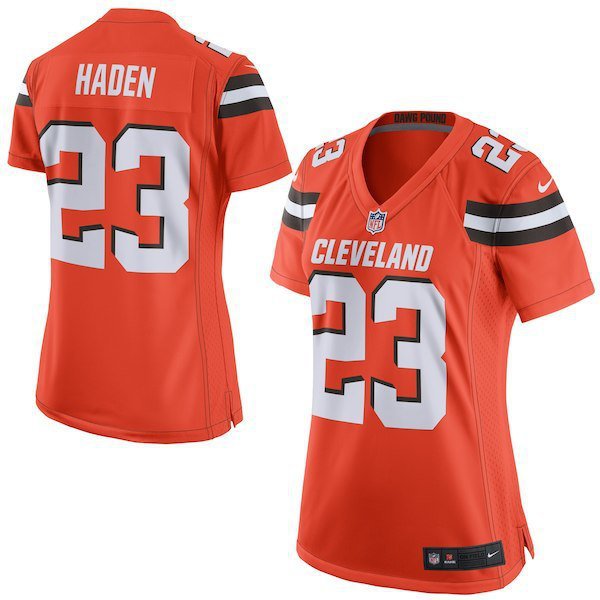 Women's Cleveland Browns #23 Joe Haden Game Orange Stitched Jersey