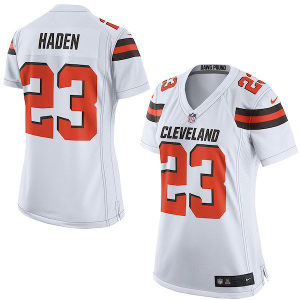 Women's Cleveland Browns #23 Joe Haden Game White Stitched Jersey