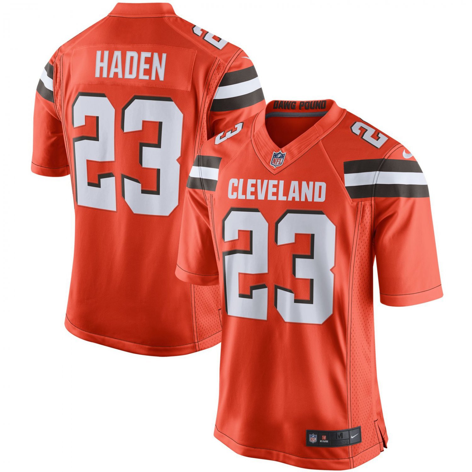 Men's Cleveland Browns #23 Joe Haden Game Orange Stitched Jersey