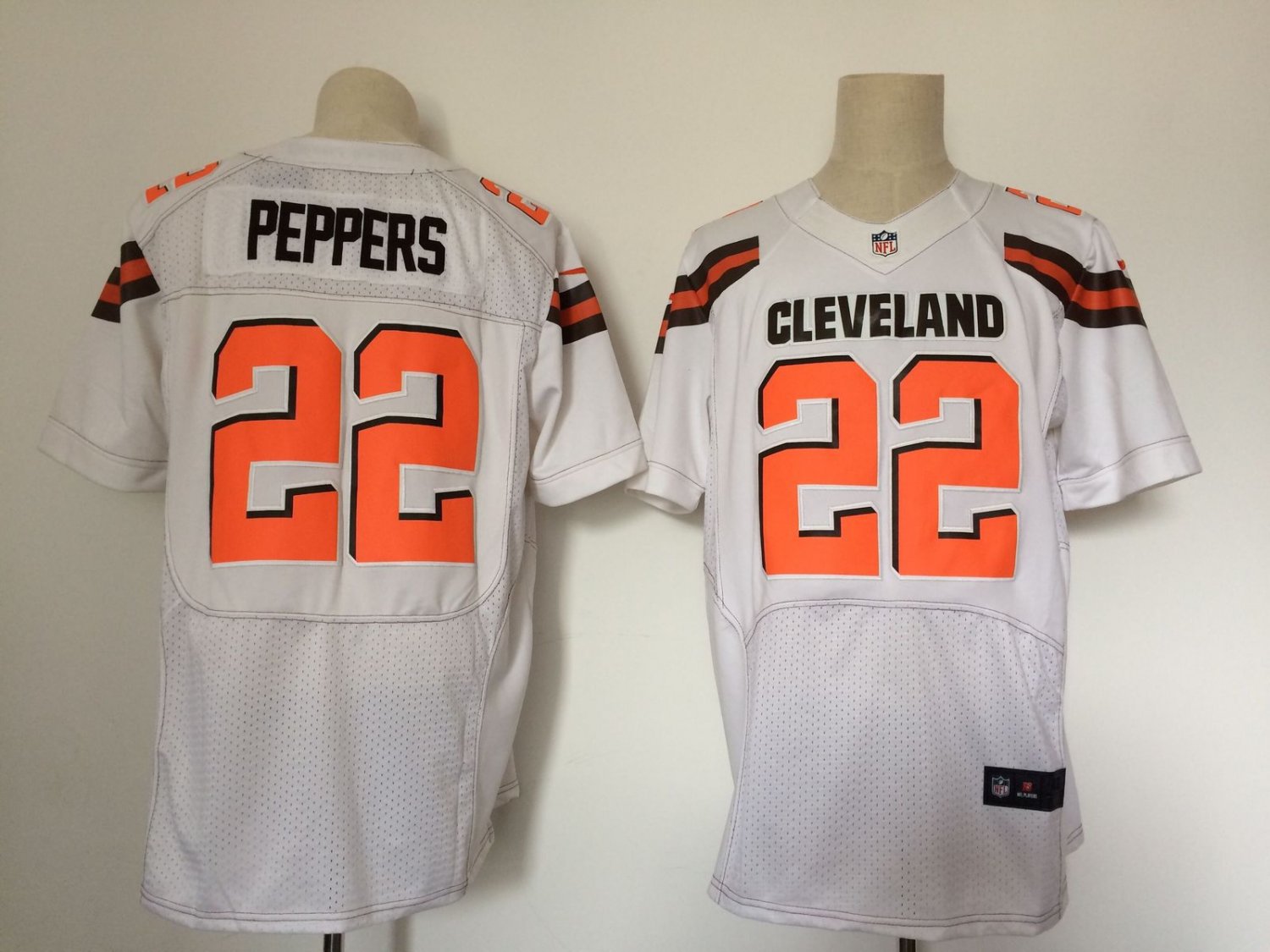 Men's Cleveland Browns 22# Jabrill Peppers Elite White Stitched Jersey