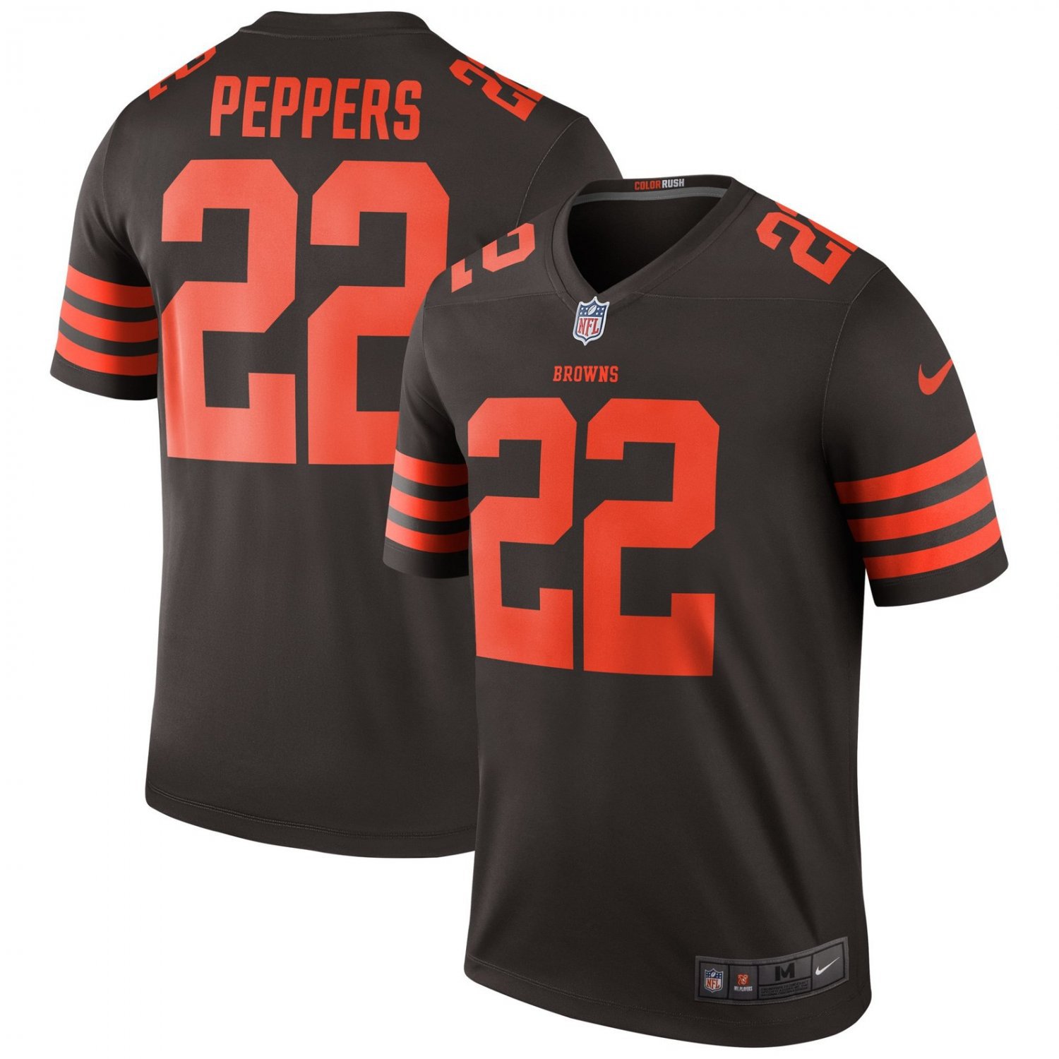 Men's Cleveland Browns #22 Jabrill Peppers Brown Rush Stitched Jersey