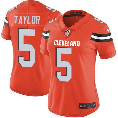 Women's Cleveland Browns 5# Tyrod Taylor Limited Orange Stitched Jersey