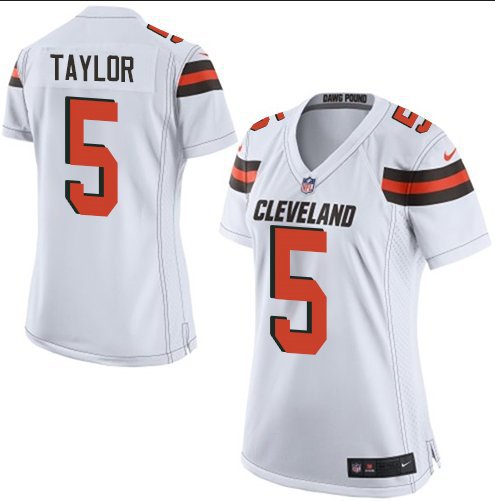 Women's Cleveland Browns 5# Tyrod Taylor White Stitched Jersey