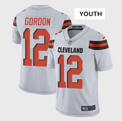 Youth Cleveland Browns 12# Josh Gordon White Stitched Jersey