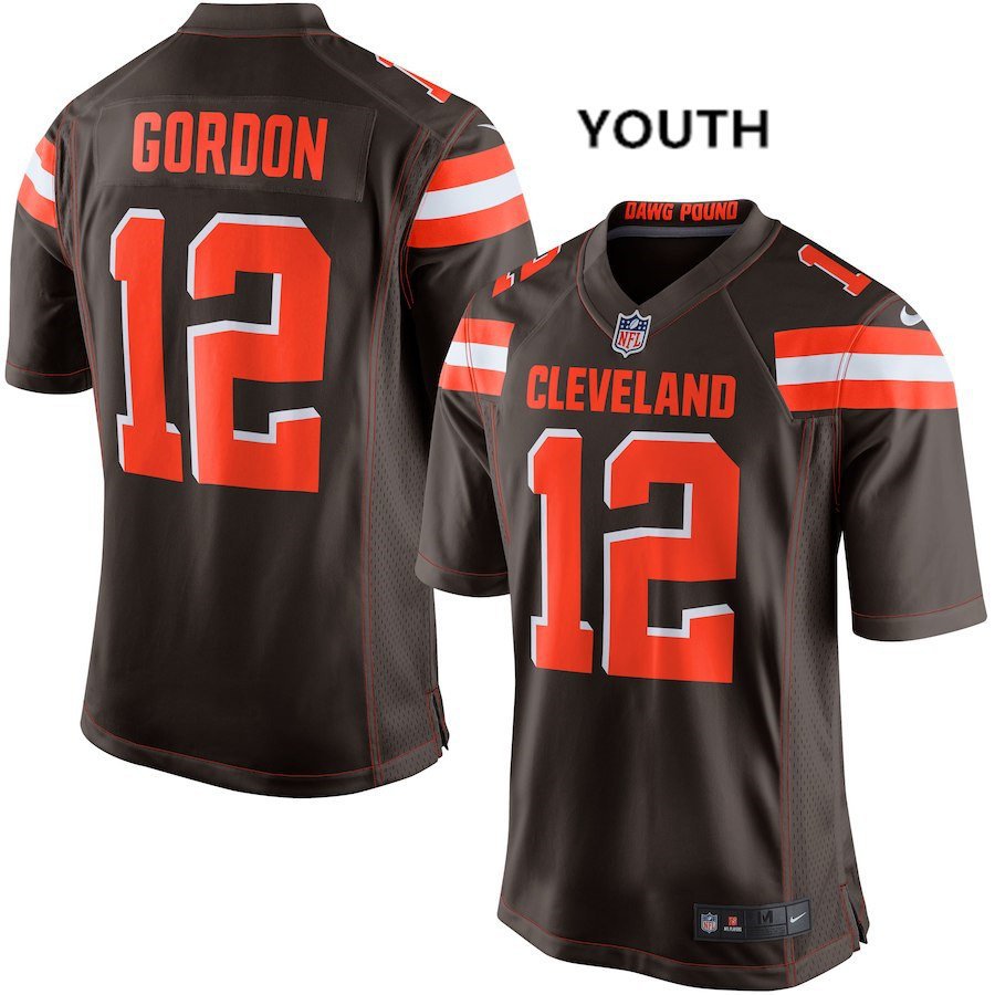 Youth Cleveland Browns 12# Josh Gordon Brown Stitched Jersey