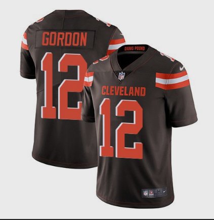 Men's Cleveland Browns 12# Josh Gordon Limited Brown Stitched Jersey