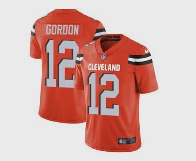Men's Cleveland Browns 12# Josh Gordon Limited Orange Stitched Jersey