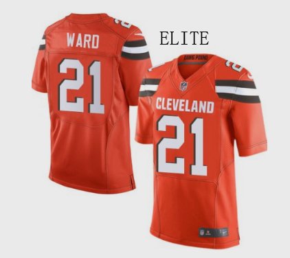 Men's Cleveland Browns 21# Denzel Ward Elite Orange Stitched Jersey