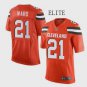 Men's Cleveland Browns 21# Denzel Ward Elite Orange Stitched Jersey