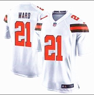 Men's Cleveland Browns 21# Denzel Ward Game White Stitched Jersey