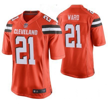 Men's Cleveland Browns 21# Denzel Ward Game Orange Stitched Jersey