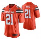 Men's Cleveland Browns 21# Denzel Ward Game Orange Stitched Jersey