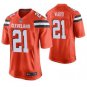 Men's Cleveland Browns 21# Denzel Ward Game Orange Stitched Jersey